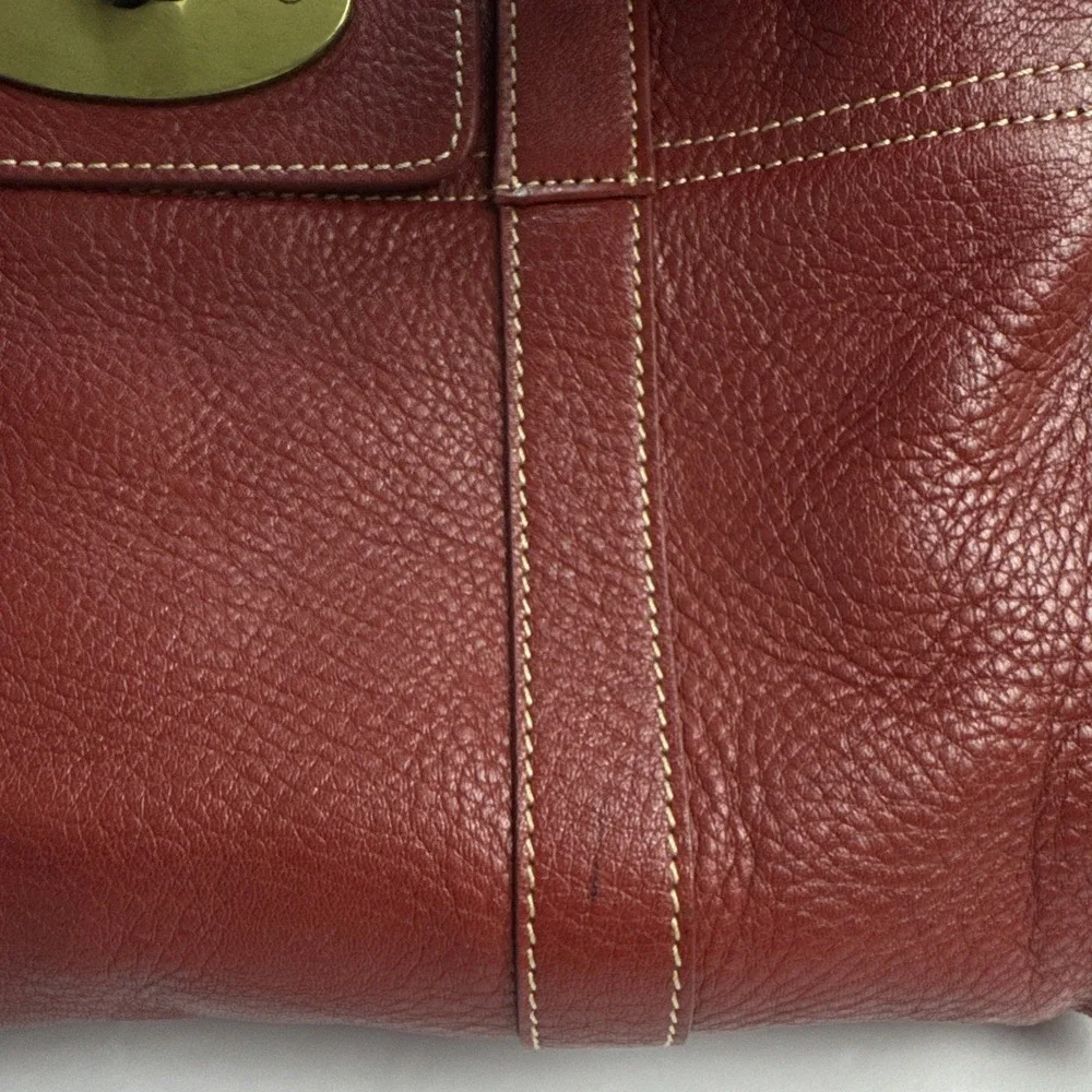 MULBERRY Bayswater Red Leather Tote Bag Turn Lock Handbag Vintage